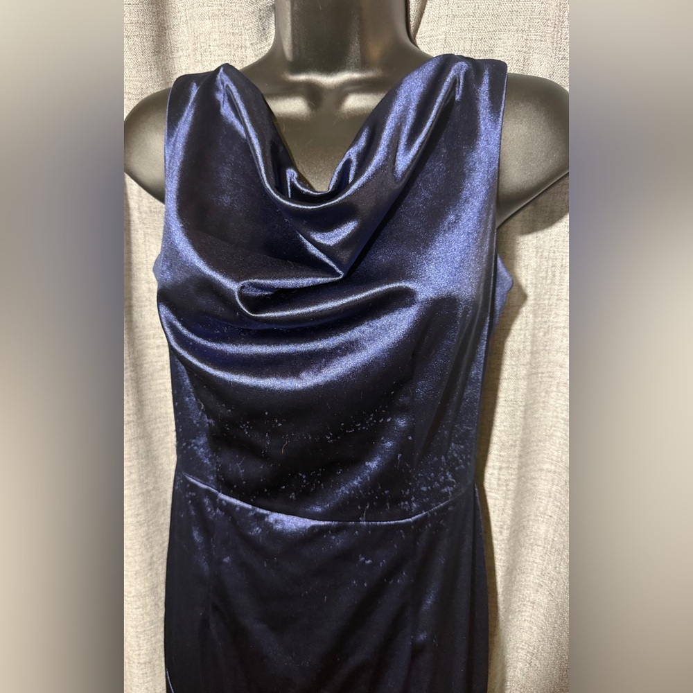 Sophisticated Midnight Blue Satin Maxi Dress